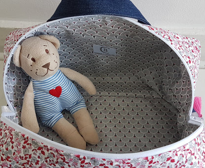 Valisette bicolore liberty et jean denim