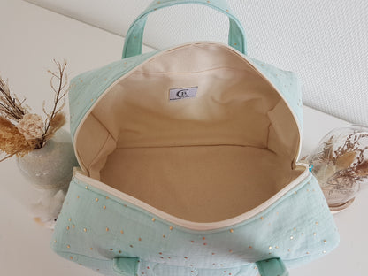 Valisette coton vichy bleu pâle