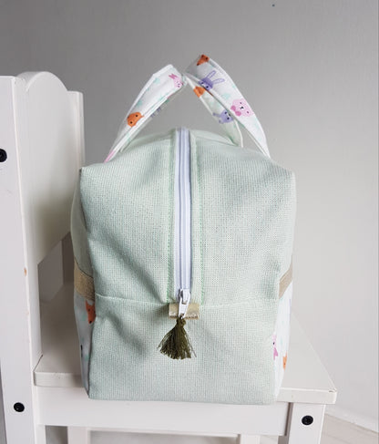 EN STOCK Valisette bicolore vert d'eau scintillant et petits animaux